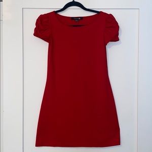 Red forever 21 mini dress puff sleeve size S
